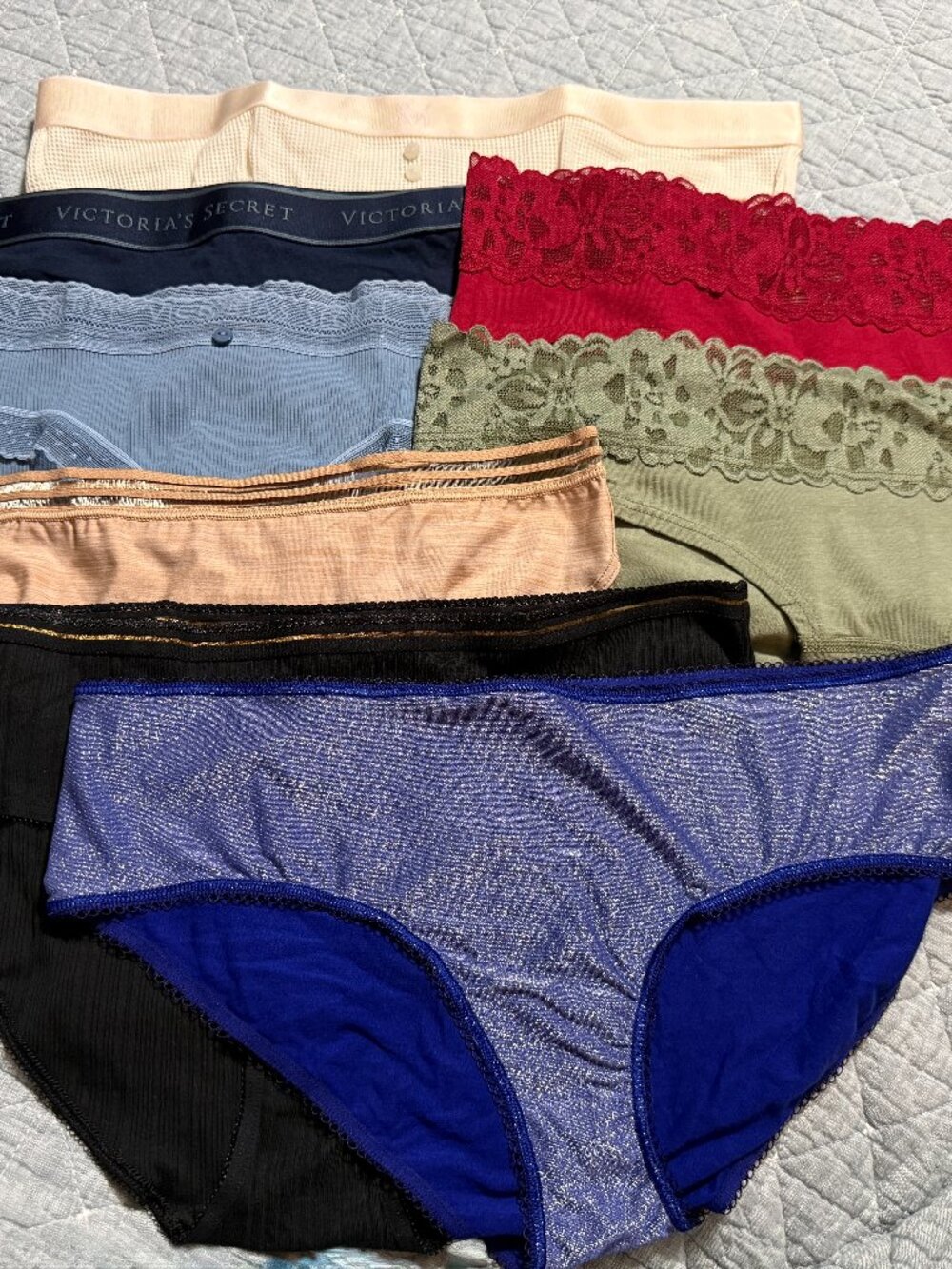 Victoria's Secret Lot of 8 Hiphugger Panties Sz Large NWT